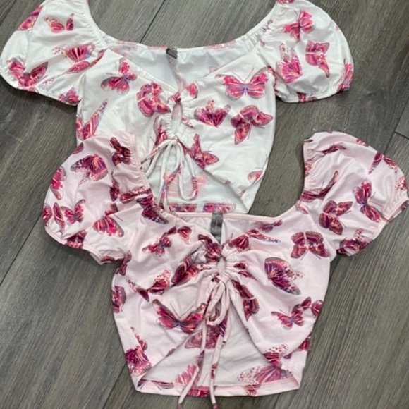 Tops - Drawstring tops Butterfly Crop adjustable tops